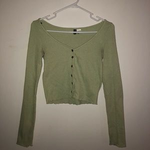 Mint green cropped shirt with buttons from H&M